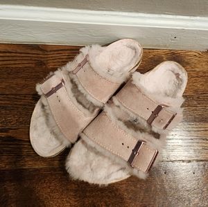 Birkenstock Arizona Shearling Suede Leather Light Rose (38)